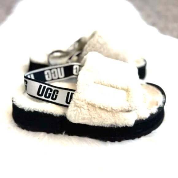 UGG disco white fur platform slide slipper sandals - Picture 8 of 8